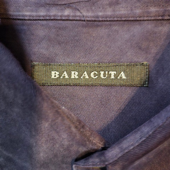 Baracuta Purple Long Sleeve Button Down Shirt SZ XL Mens 100% Silk 80s 90s Style - Picture 5 of 8